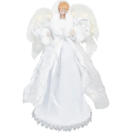 Sale 14" White Angel with Lighted Wings Christmas Tree Topper Angels