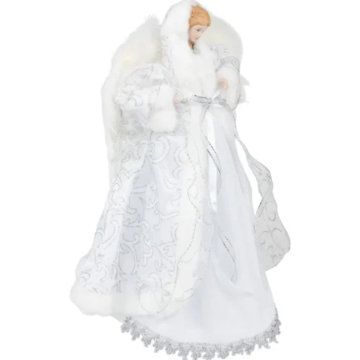Sale 14" White Angel with Lighted Wings Christmas Tree Topper Angels