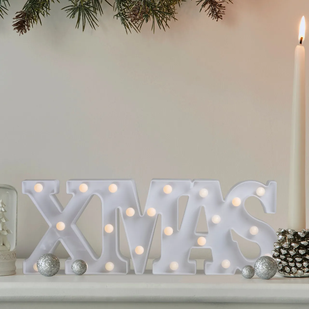 Clearance 18.5" White Battery Operated LED Lighted XMAS Christmas Marquee Sign Wall