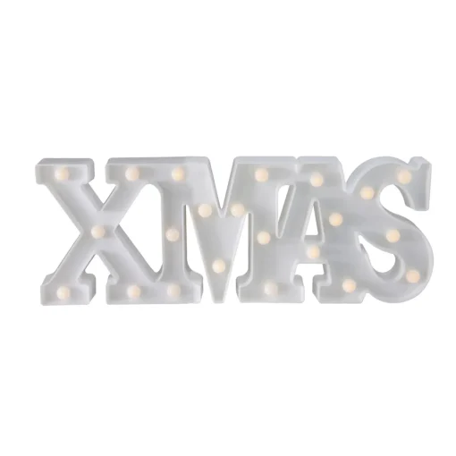 Clearance 18.5" White Battery Operated LED Lighted XMAS Christmas Marquee Sign Wall