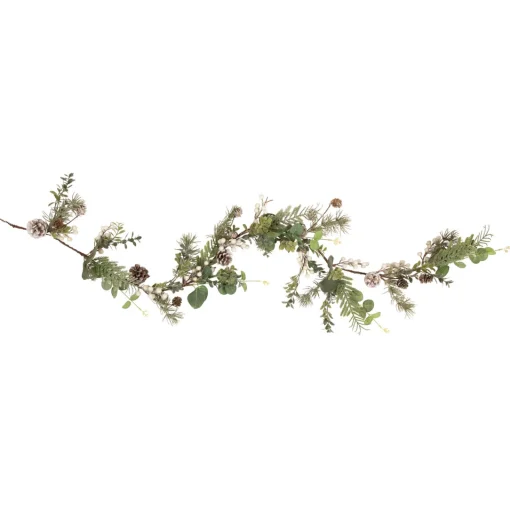 New 5' White Berry, Eucalyptus and Pinecone Christmas Garland - Unlit Unlit