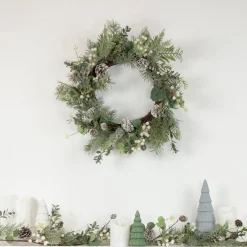 New 5' White Berry, Eucalyptus and Pinecone Christmas Garland - Unlit Unlit