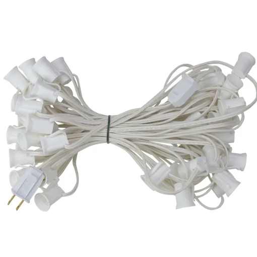 Clearance 50' White Commercial C9 Christmas Light Socket Set C7 & C9 Lights