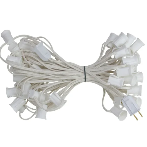 Clearance 50' White Commercial C9 Christmas Light Socket Set C7 & C9 Lights