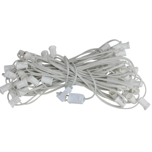 New 50' White Commercial C7 Christmas Light Socket Set C7 & C9 Lights
