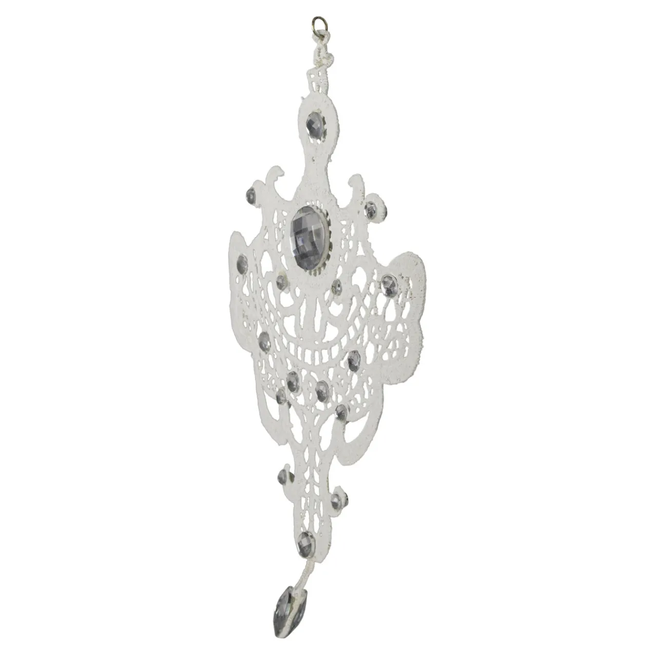 Outlet 9.5" White Elegant Jeweled Lace Doily Style Christmas Ornament Novelty