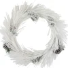 Clearance 24" White Flocked Artificial Christmas Wreath with Pine Cones Unlit