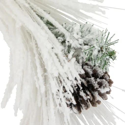 Clearance 24" White Flocked Artificial Christmas Wreath with Pine Cones Unlit