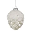 Online 3.75" White Frosted Pine Cone Glass Christmas Ornament Novelty