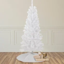 Hot 4.5' White Georgian Pine Artificial Pencil Christmas Tree, Unlit Colorful