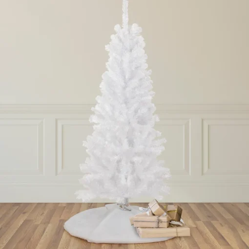Hot 4.5' White Georgian Pine Artificial Pencil Christmas Tree, Unlit Colorful