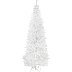 Sale 6.5' White Georgian Pine Slim Artificial Christmas Tree, Unlit Colorful