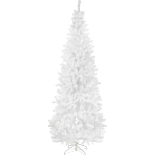 Sale 6.5' White Georgian Pine Slim Artificial Christmas Tree, Unlit Colorful