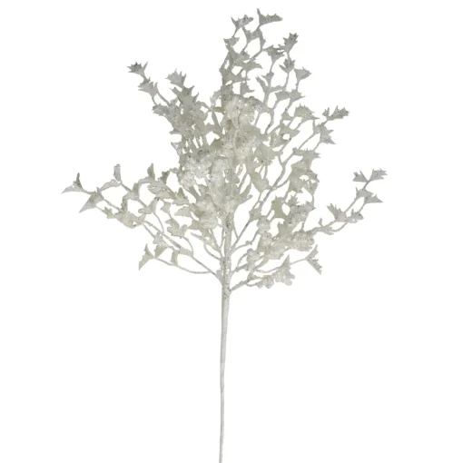 Sale 26" White Glittered Holly Leaves and Berries Artificial Christmas Spray Sprays, Picks & Branches