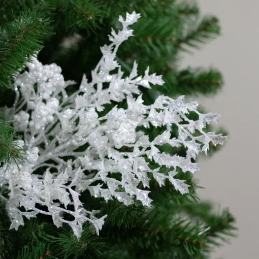 Sale 26" White Glittered Holly Leaves and Berries Artificial Christmas Spray Sprays, Picks & Branches