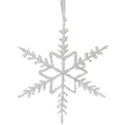 Outlet 10" White Glittered Snowflake Christmas Ornament Icicles|Snowflakes