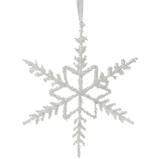 Outlet 10" White Glittered Snowflake Christmas Ornament Icicles|Snowflakes