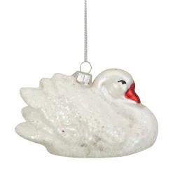 Discount 3.75" White Iridescent Glass Swan Christmas Ornament Animals