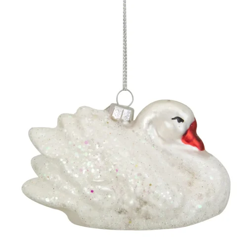 Discount 3.75" White Iridescent Glass Swan Christmas Ornament Animals