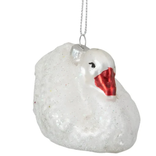 Discount 3.75" White Iridescent Glass Swan Christmas Ornament Animals