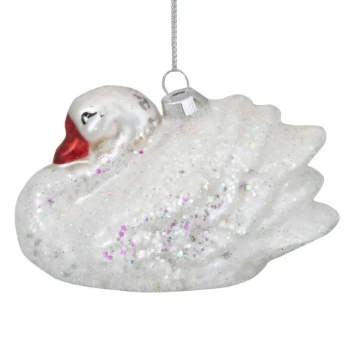 Discount 3.75" White Iridescent Glass Swan Christmas Ornament Animals