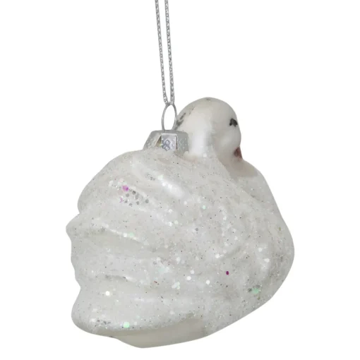 Discount 3.75" White Iridescent Glass Swan Christmas Ornament Animals