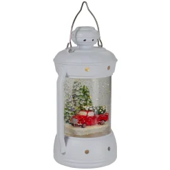 Sale 9" White Lantern Christmas Snow Globe with Red Truck and Trees Lanterns