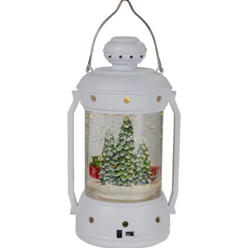 Sale 9" White Lantern Christmas Snow Globe with Red Truck and Trees Lanterns