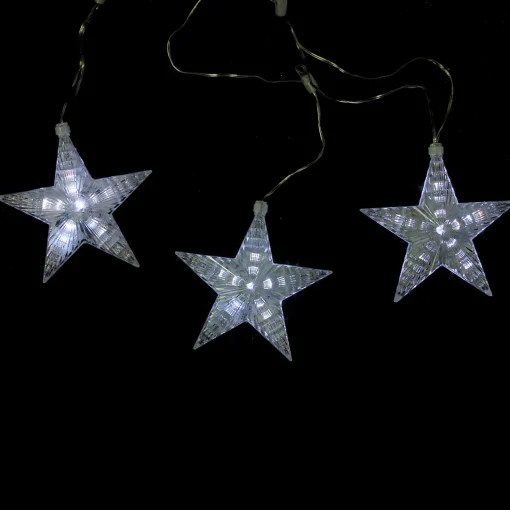 3 White LED Cascading Snowfall Star Christmas Lights - 2 ft Clear Wire Novelty