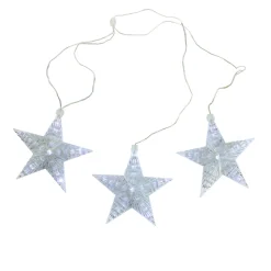3 White LED Cascading Snowfall Star Christmas Lights - 2 ft Clear Wire Novelty