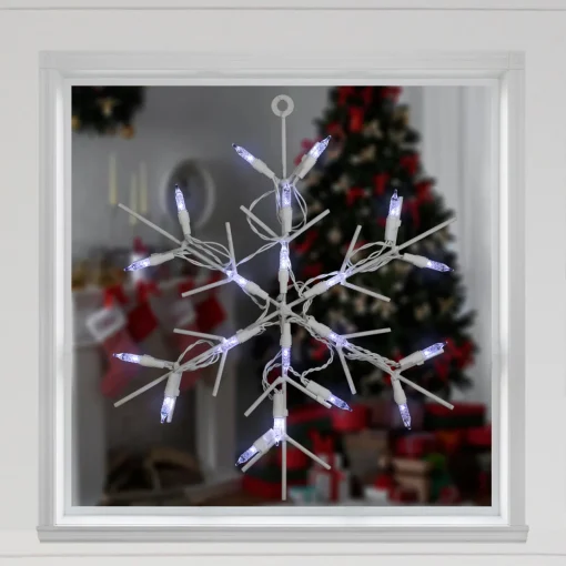 Best 13" White LED Lighted Snowflake Christmas Window Silhouette Window