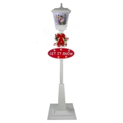 Online 70.75" White Lighted Musical Snowman Christmas Street Lamp Snow Globes