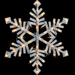 Sale 15.5" White Lighted Snowflake Christmas Outdoor Window Silhouette Window
