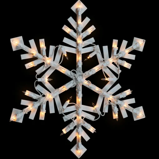 Sale 15.5" White Lighted Snowflake Christmas Outdoor Window Silhouette Window