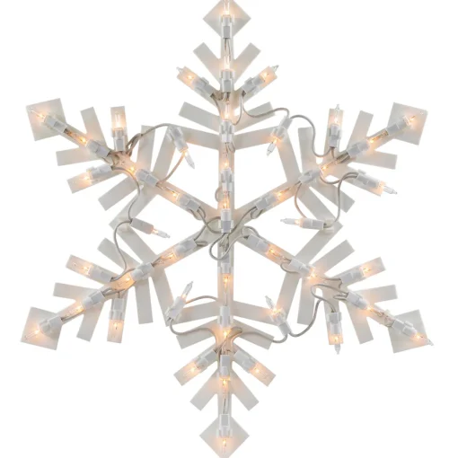 Sale 15.5" White Lighted Snowflake Christmas Outdoor Window Silhouette Window
