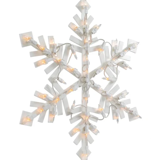 Sale 15.5" White Lighted Snowflake Christmas Outdoor Window Silhouette Window