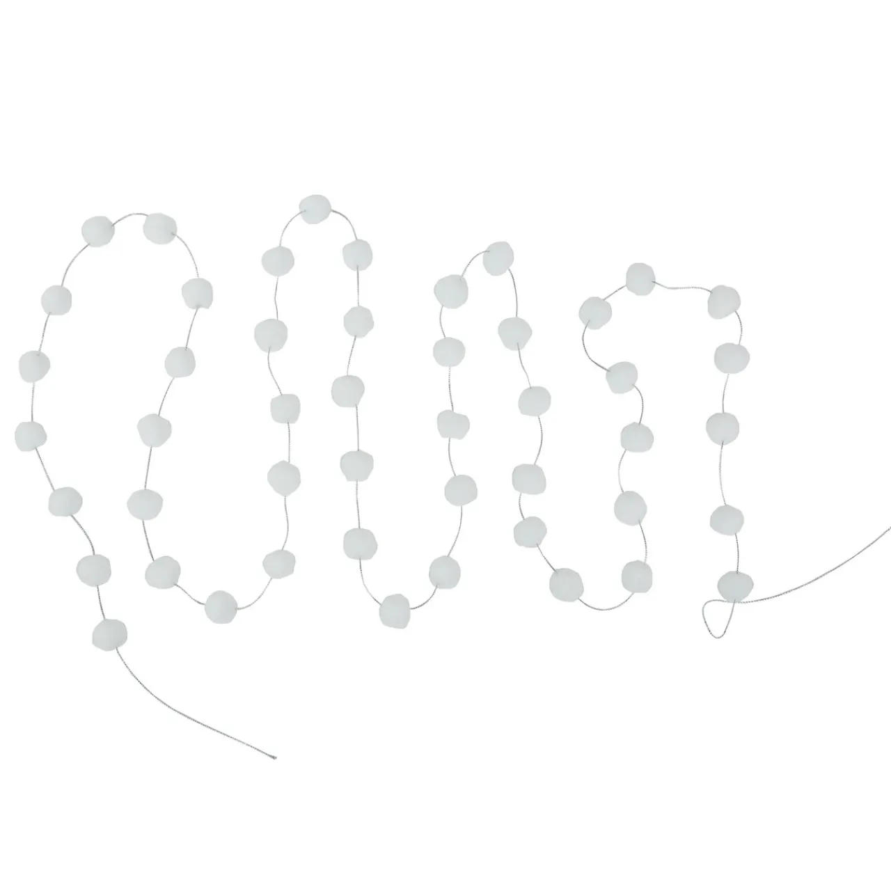 Online 9' White Plush Snowball Christmas Garland Pre Decorated