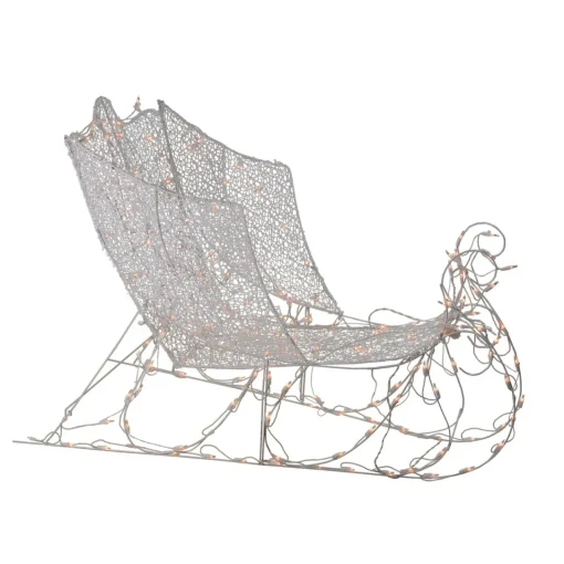 New 48" White Pre-Lit Crystal 3D Sleigh Christmas Outdoor Decor Winter Scenes