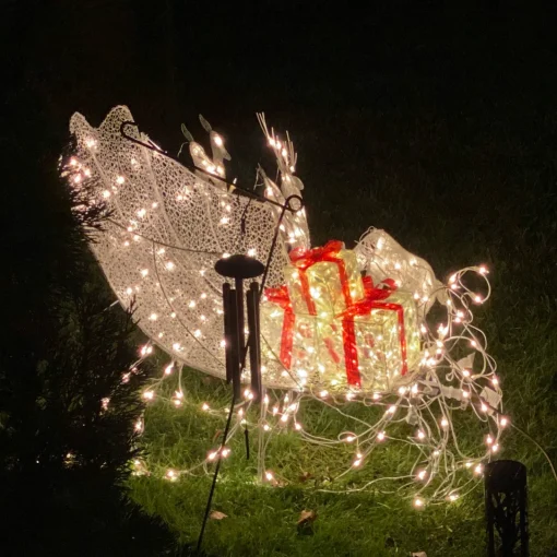 New 48" White Pre-Lit Crystal 3D Sleigh Christmas Outdoor Decor Winter Scenes