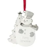 3.5" White Silver-Plated Snowman Merry Christmas Ornament with European Crystals Snowmen