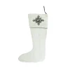 New 21" White Solid Quilted Christmas Stocking with Beads Stockings