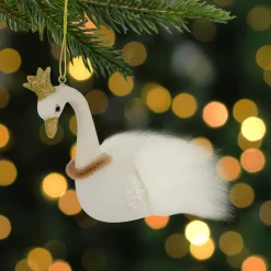 Outlet 4.5" White Swan Glass Christmas Ornament Animals