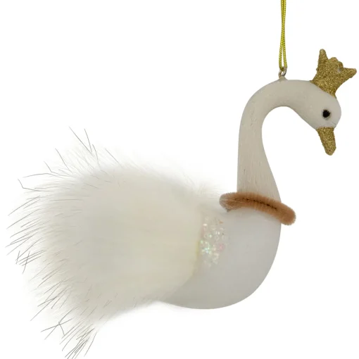 Outlet 4.5" White Swan Glass Christmas Ornament Animals
