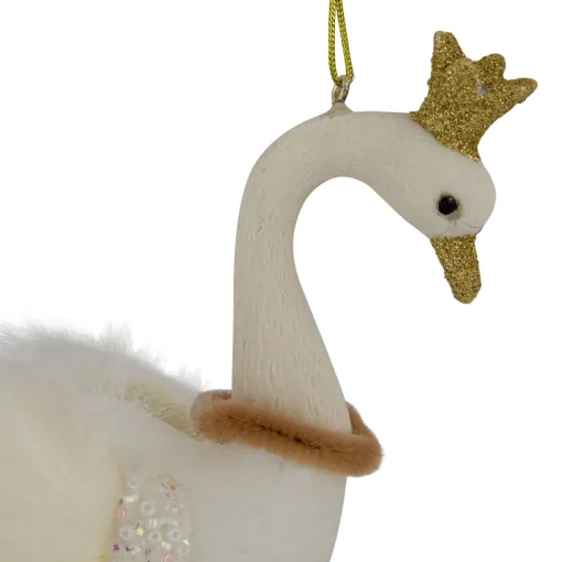 Outlet 4.5" White Swan Glass Christmas Ornament Animals