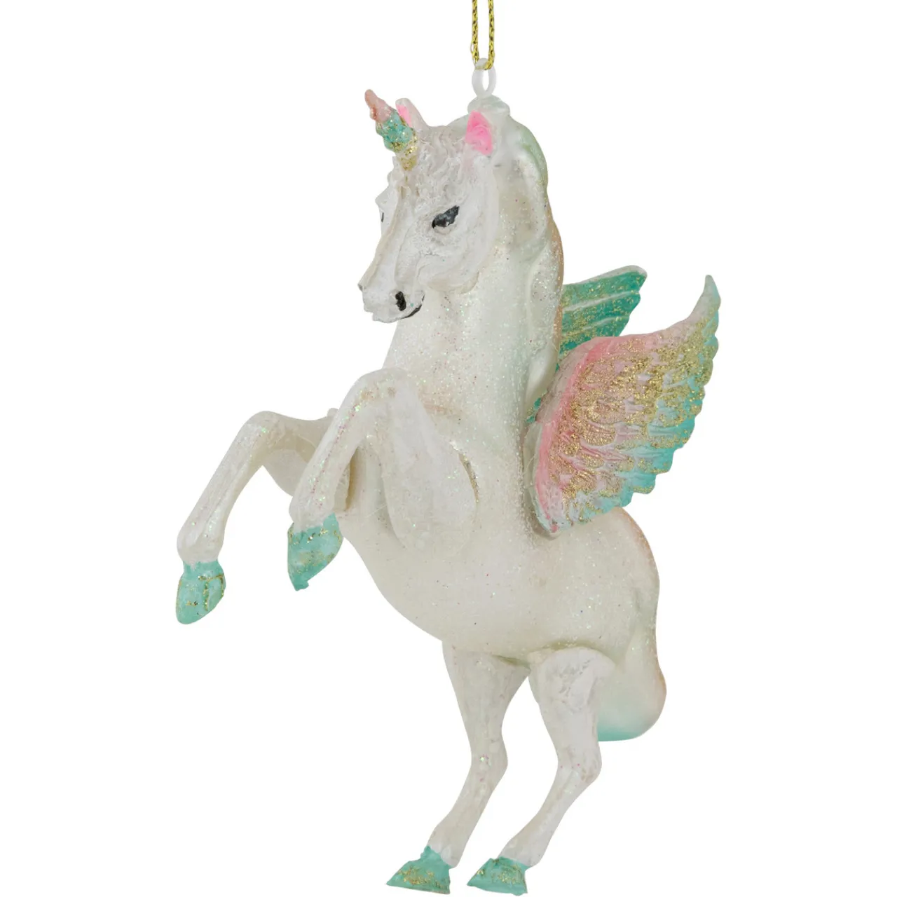 Best 5.25" White Unicorn Glass Christmas Ornament Animals