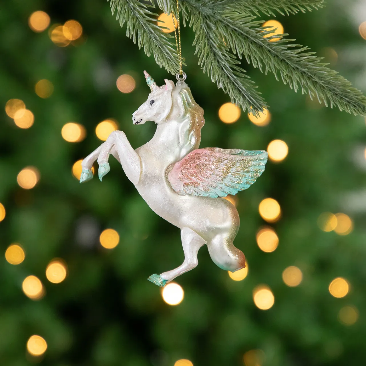 Best 5.25" White Unicorn Glass Christmas Ornament Animals