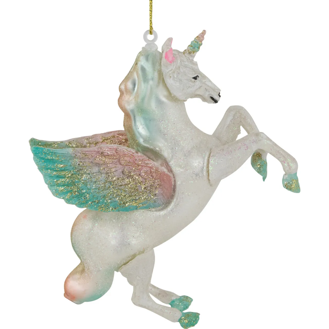 Best 5.25" White Unicorn Glass Christmas Ornament Animals