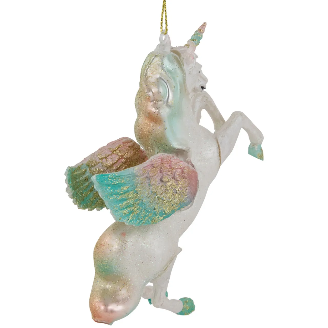 Best 5.25" White Unicorn Glass Christmas Ornament Animals