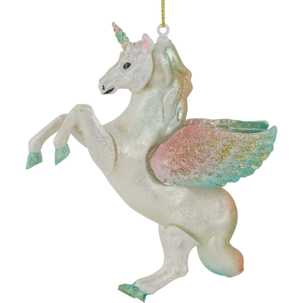 Best 5.25" White Unicorn Glass Christmas Ornament Animals