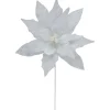 Online 24" Winter White Glittered Poinsettia Christmas Stem Spray Sprays, Picks & Branches
